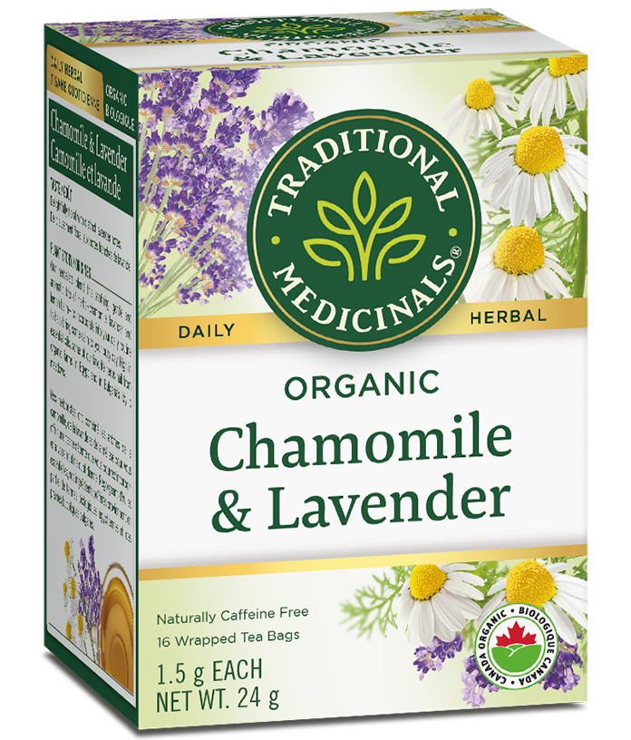 Traditional Medicinals Organic Chamomile & Lavender Caffeine Free 16 Wrapped Tea Bags 0 05 Oz (1 5 G) Each