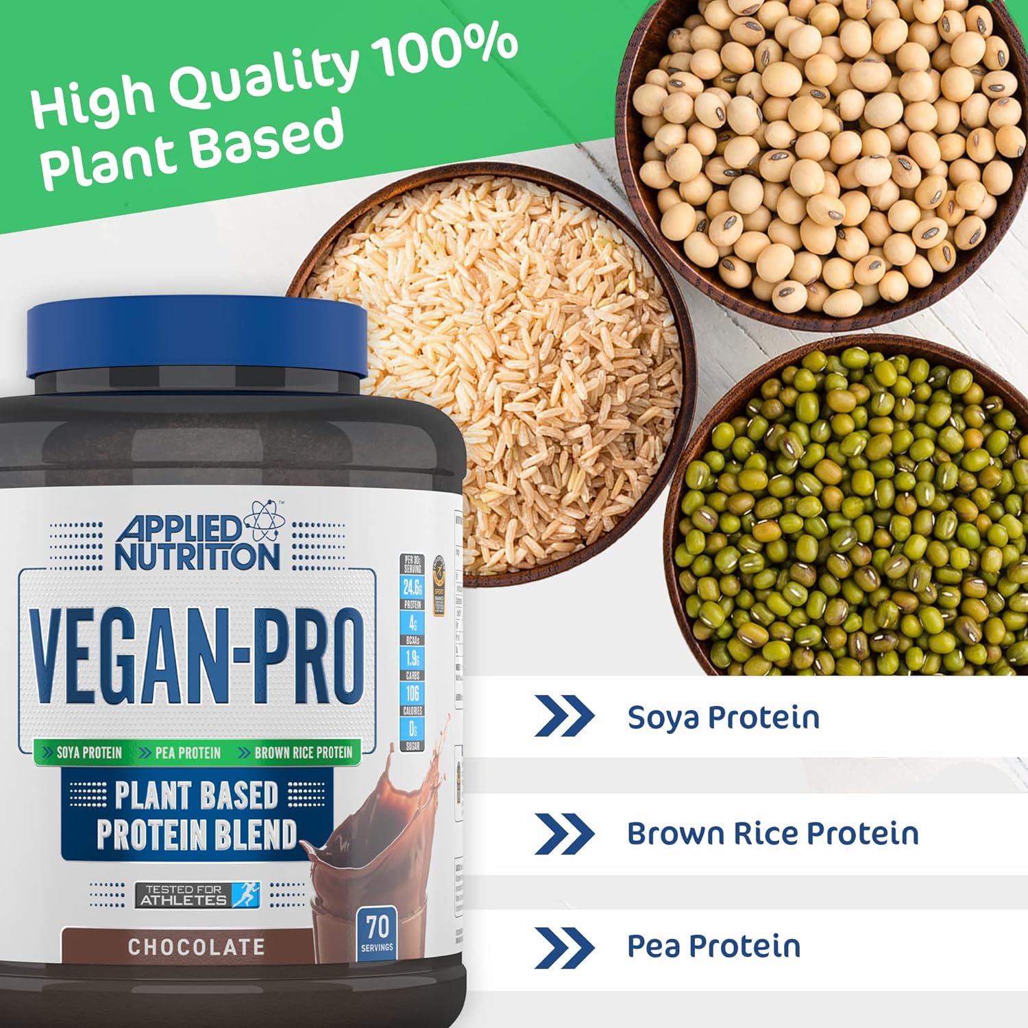 Applied Nutrition Vegan-Pro plant based protein Blend Chocolate 70 servings 2.1Kg