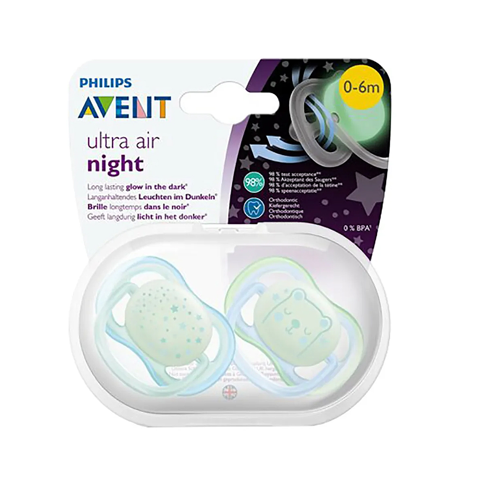 Avent Soother 0-6 m Ultra air Night Boys 376/11