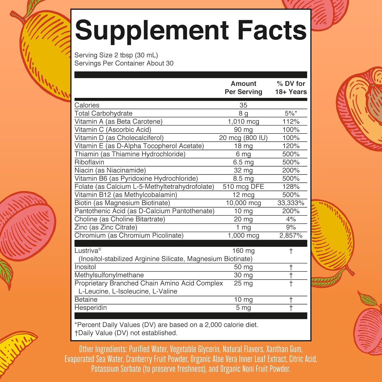 Liquid Morning Multivitamin + Hir Gowth Peach Mango 887ml