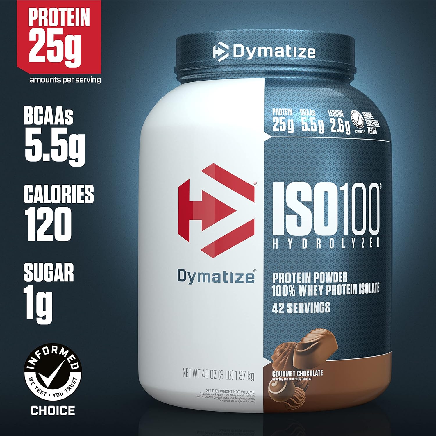 Dymatize Protein Powder 100% whey protein Gourmet Chocolate, 3 lb, 42 Serving.