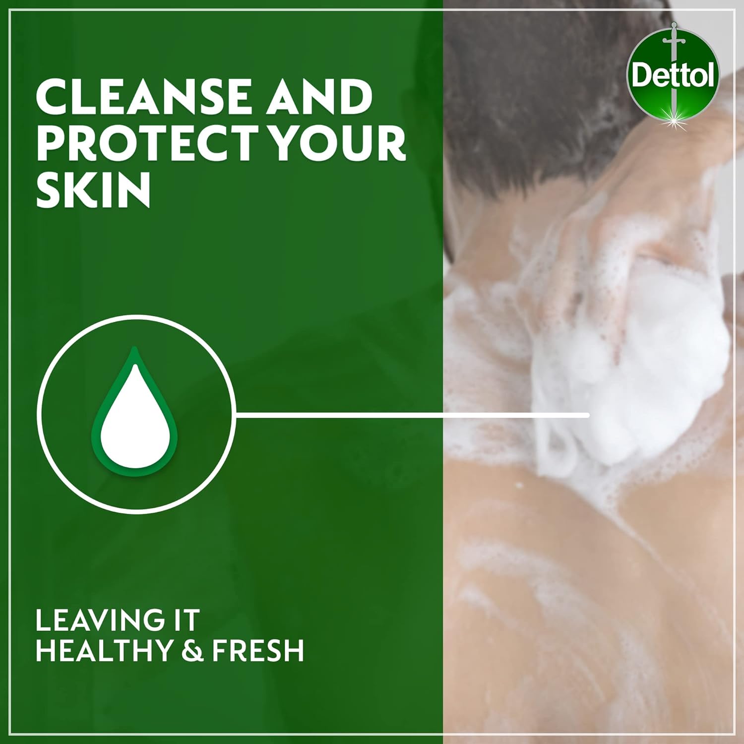 Dettol Shower Gel Fresh 250ml+Puff