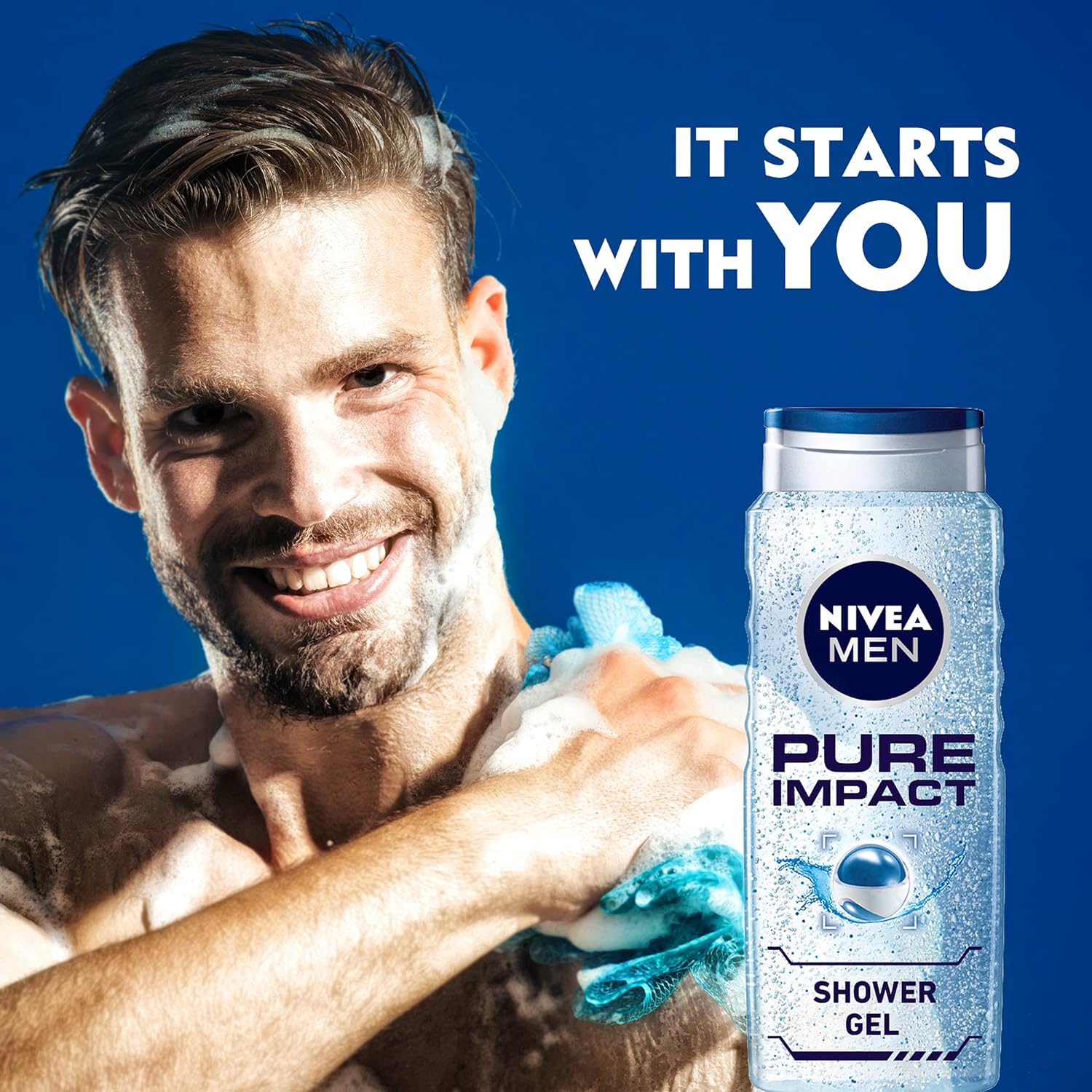 Nivea Men 3In1 Shower Gel Body Wash Pure Impact Fresh Scent 500 Ml