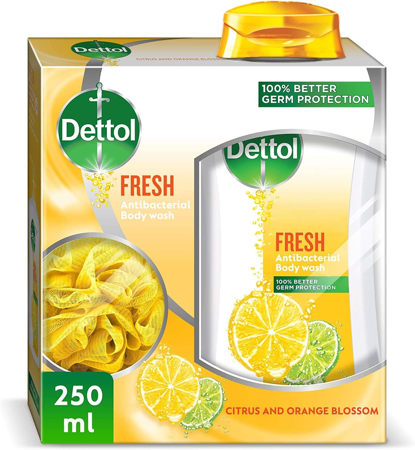 Dettol Shower Gel Fresh 250ml+Puff