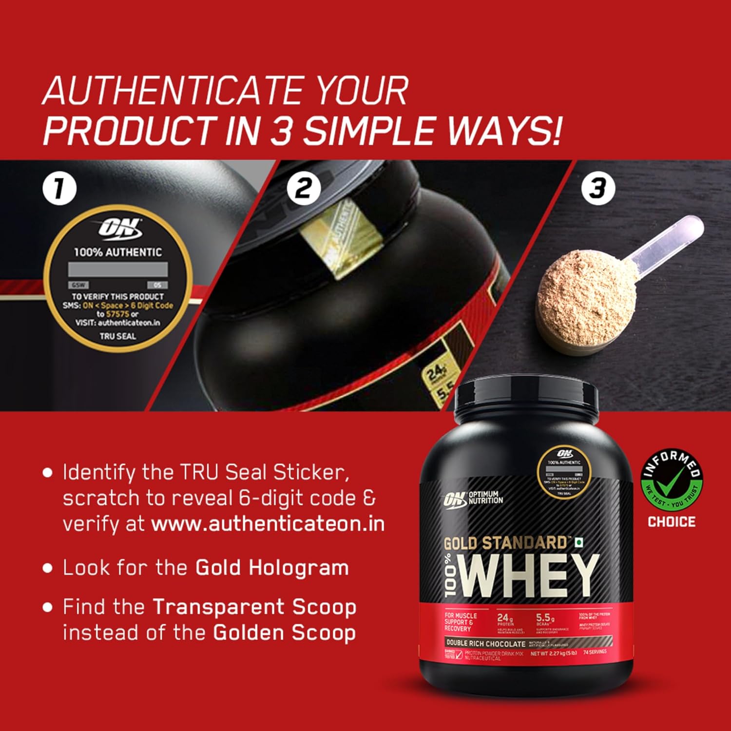 Optimum Nutrition Gold standard Whey 24g protein, 2LB, vanilla ice cream