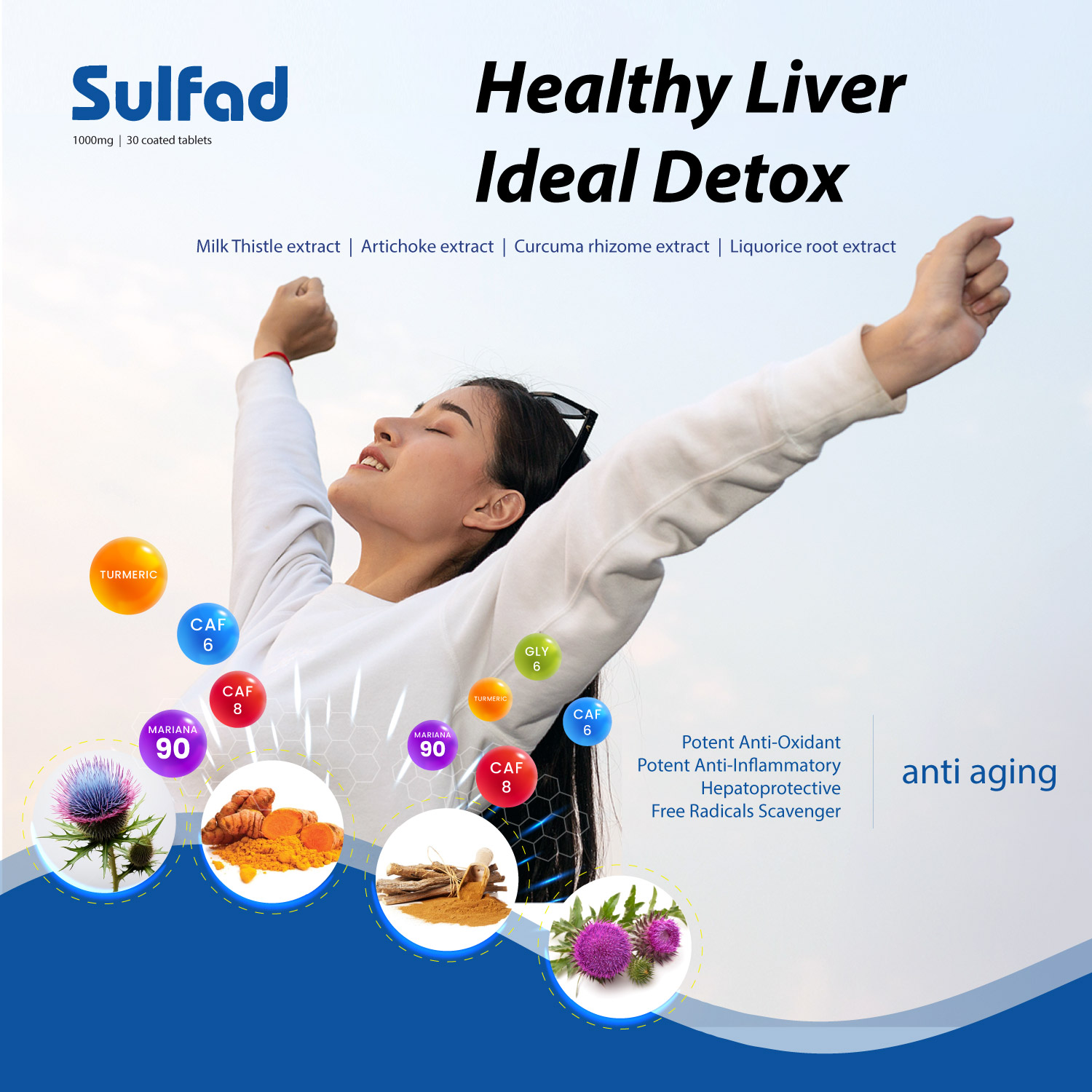 Sulfad -Liver Function Support,30 Tab - Anti Oxidant, Potent Hepatoprotective, Anti-Inflammatory,Empower Metabolic Activity.