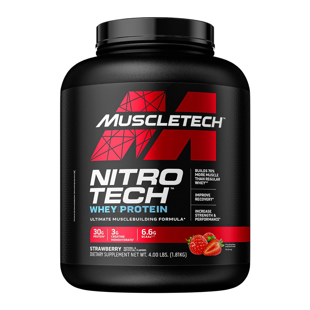 Nitro Tech Whey Protein 30g protein 4LB strawberry