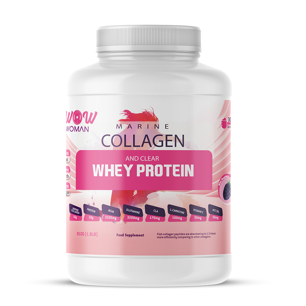 Wow Woman Marine collagen and clean whey protein 1.8lb Blue Rasberry 30 servings