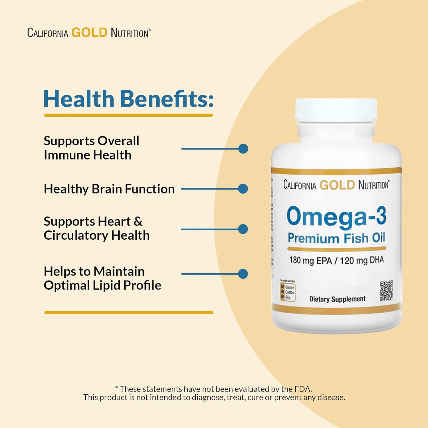 California Gold Nutrition, Omega-3, Premium Fish Oil, 100 Fish Gelatin Softgels