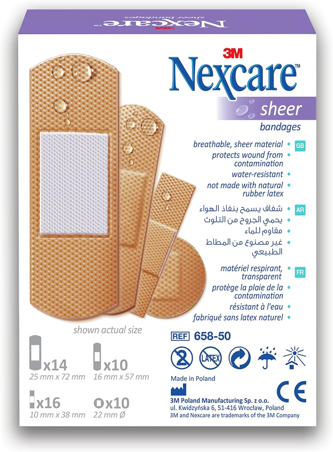 Nexcare Sheer Bandages Plaster 50 Pcs