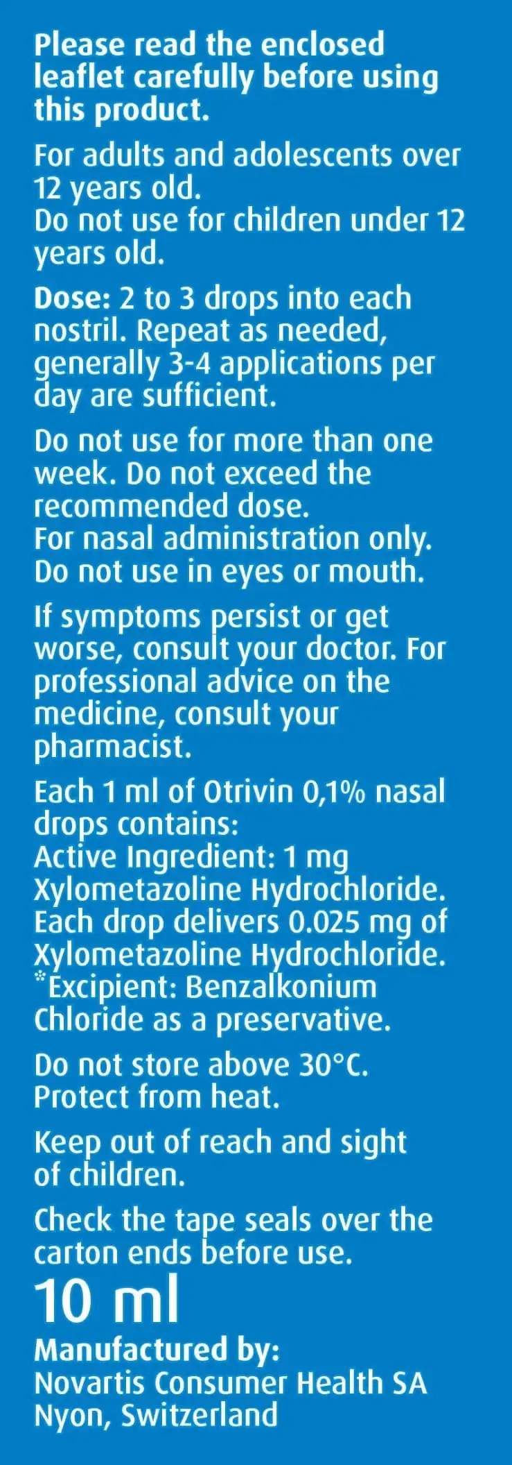 Otrivin 0.1  Adult Nasal Drop 