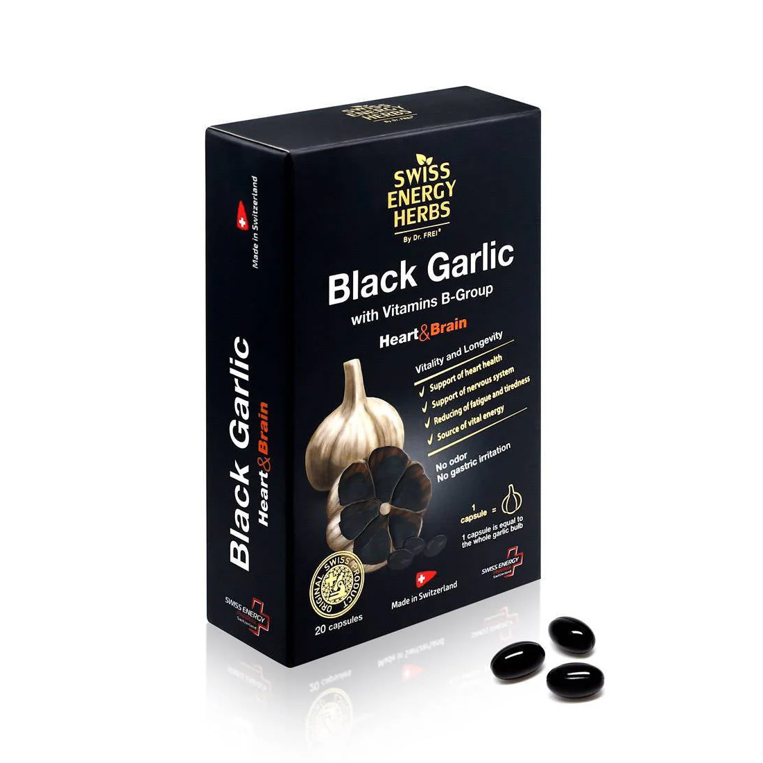 Swiss Energy Herbs Black Garlic With Vitamins B Group 20 caps