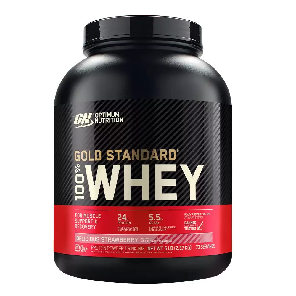 Optimum Nutrition Gold standard Whey 24gm protein 5LB Delicious Strawberry