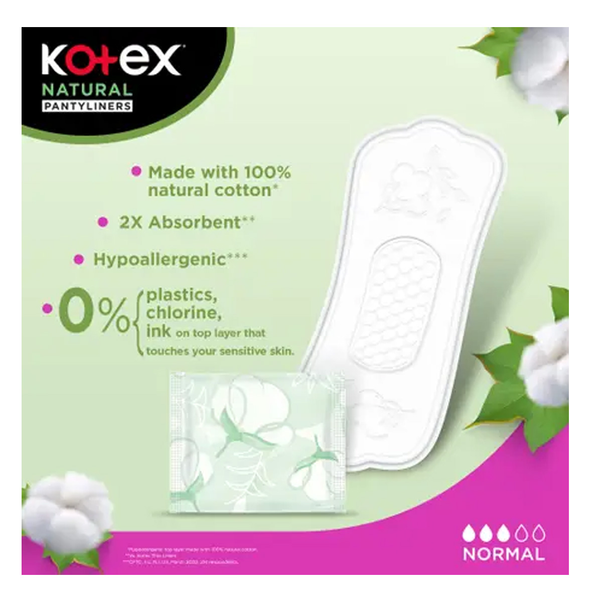 Kotex Liners Cotton Normal 16x30