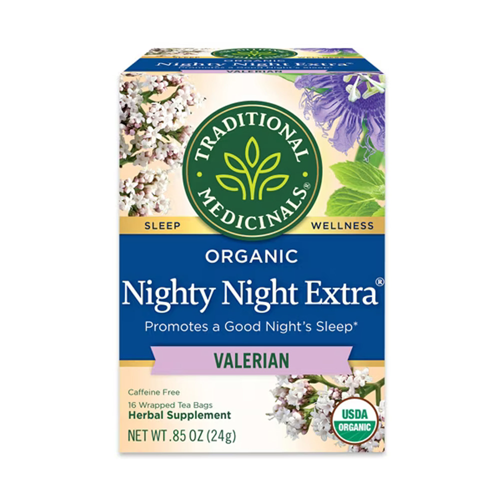 Traditional Medicinals, Organic Nighty Night, Original with Passionflower, Caffeine Free, 16 Wrapped Tea Bags, 0.85 oz (24 g)