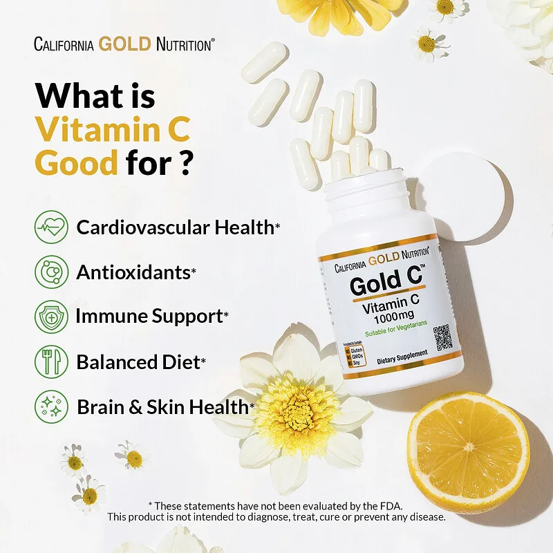 California Gold Nutrition Gold C Usp Grade Vitamin C 1000 Mg 60 Veggie caps