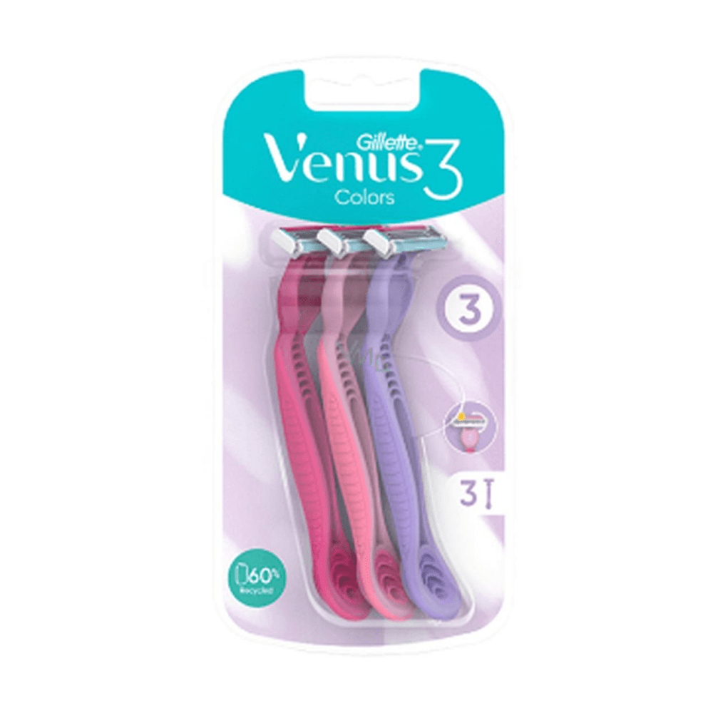 Gillette Venus 3 Card 3pcs Colored