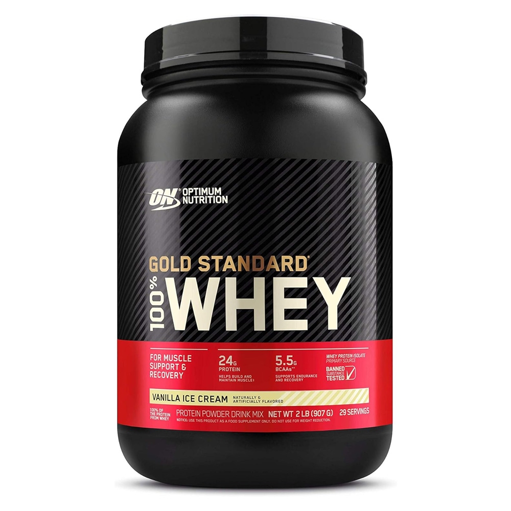 Optimum Nutrition Gold standard Whey 24g protein, 2LB, vanilla ice cream