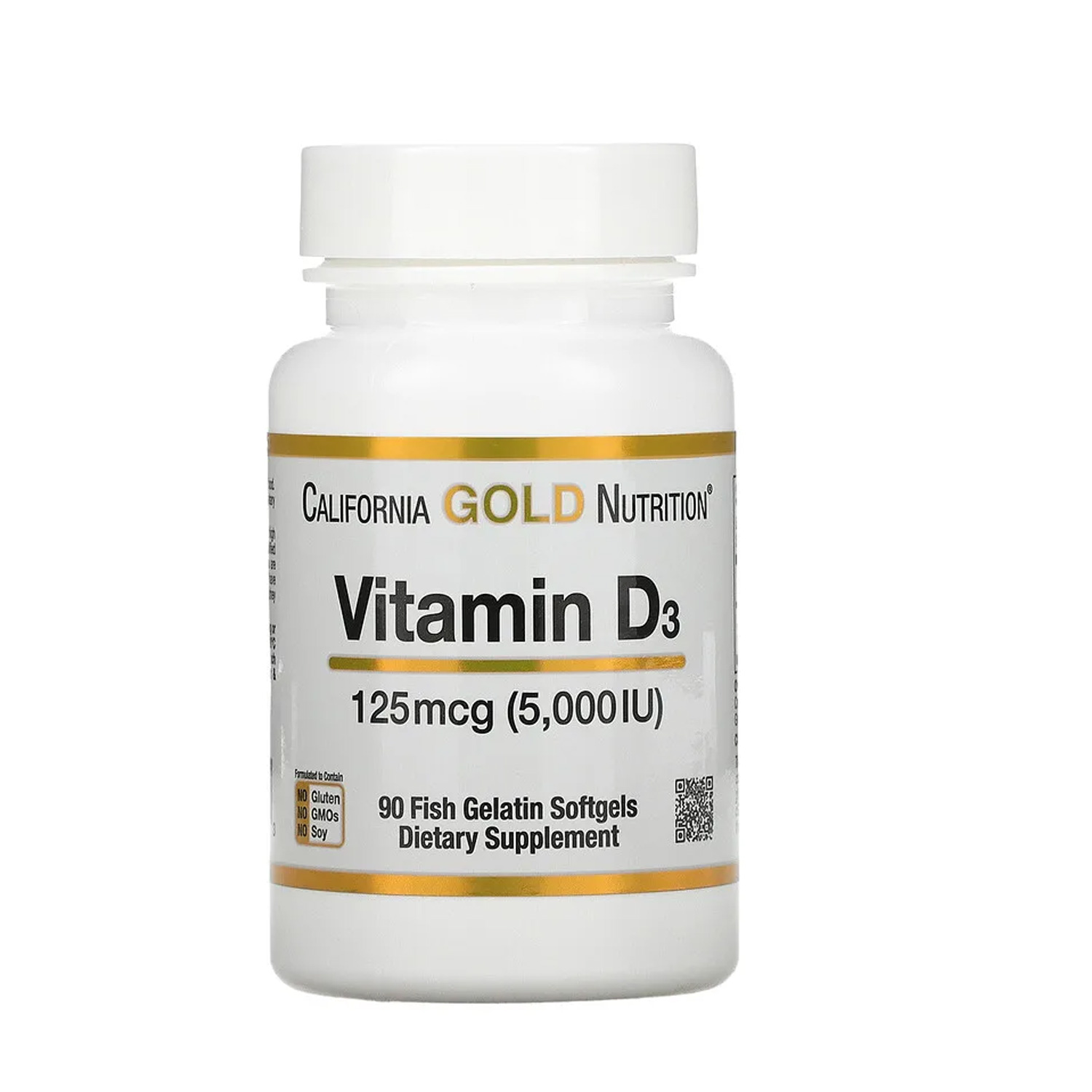 California Gold Nutrition Vitamin D3 125 Mcg (5000 Iu) 90 Fish Gelatin Softgels