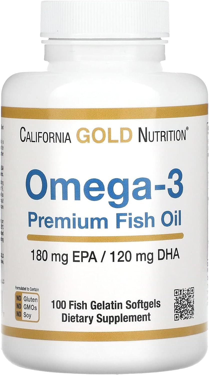 California Gold Nutrition, Omega-3, Premium Fish Oil, 100 Fish Gelatin Softgels