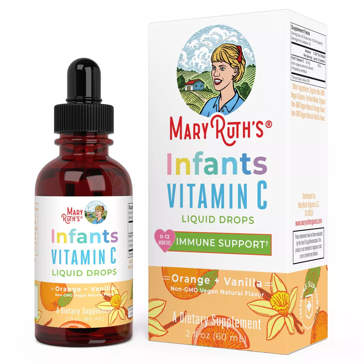 Mary Ruth Infant Vitamin C Drops, Orange Vanilla, Org, 2