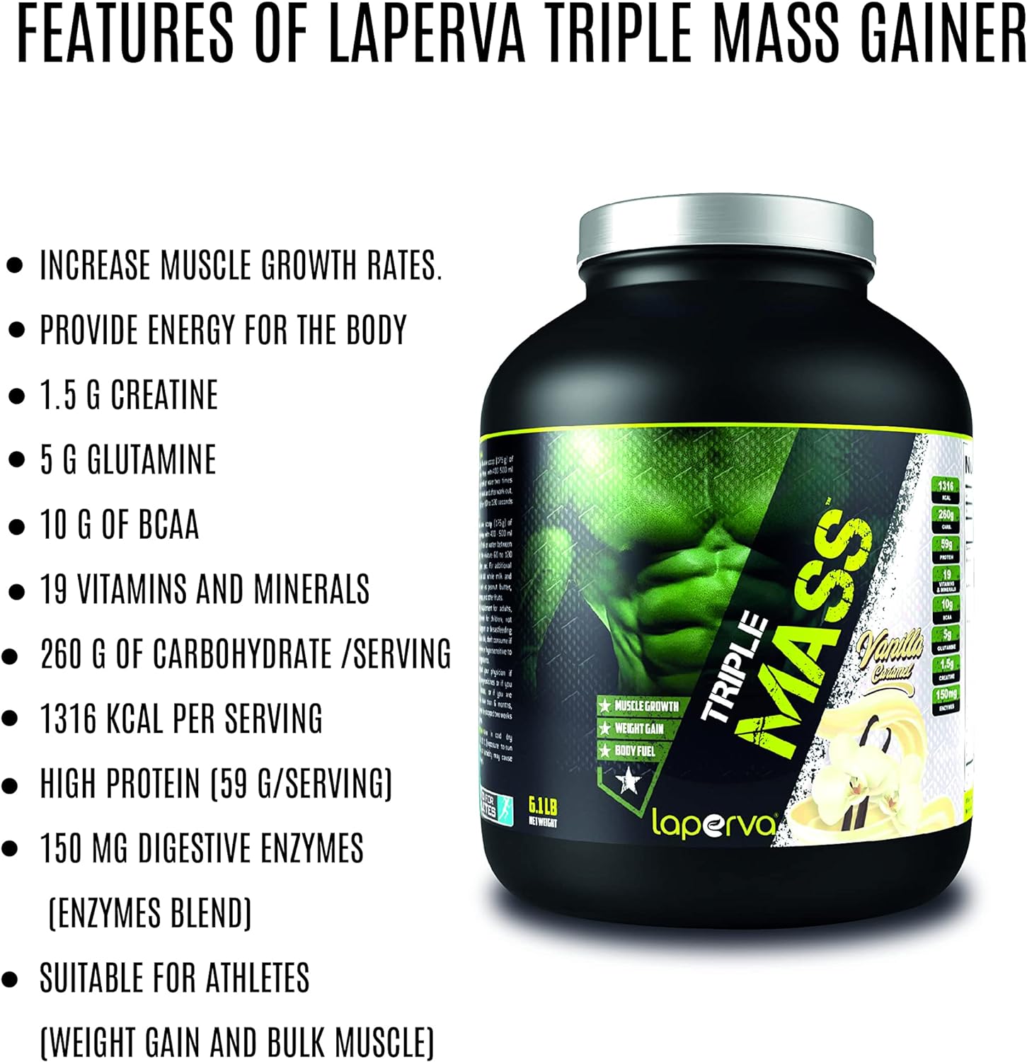 Laperva Triple Mass Vanilla Caramel 6.1LB, 8 Serving