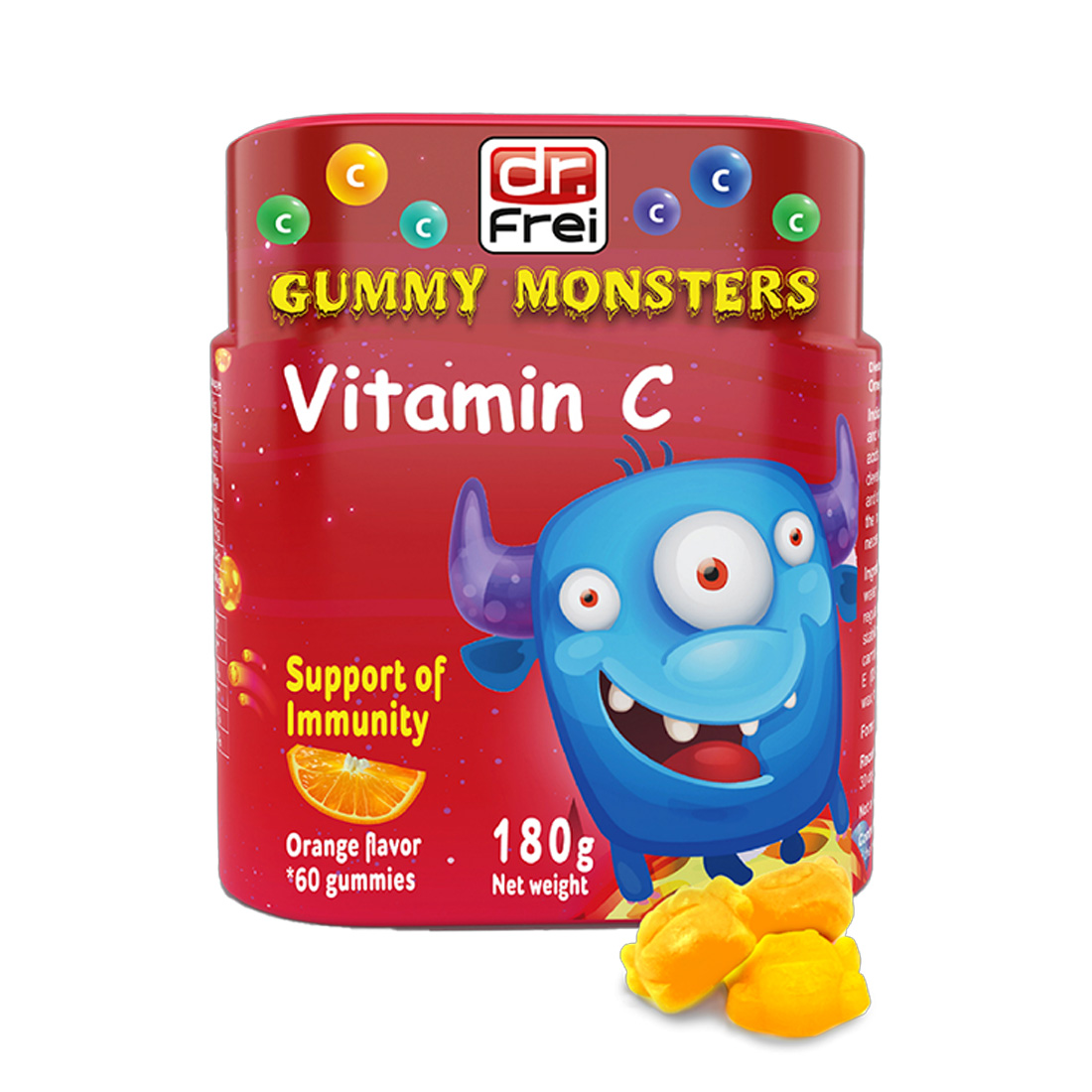 Dr Frei Gummy Monsters Vitamin C Orange Flavoursupport Of Immunity 60 Gummies