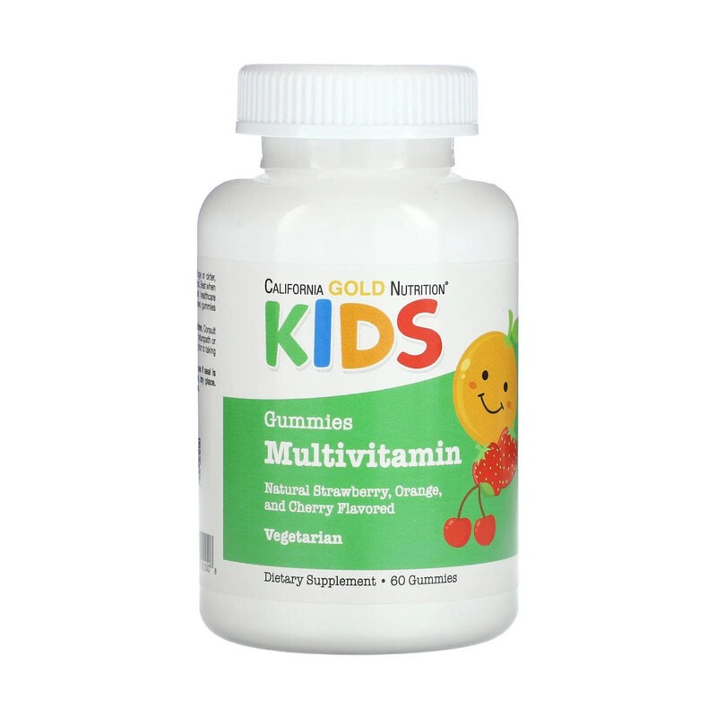 California Gold Nutrition Kid\'S Multivitamin Gummies Strawberry Orange And Cherry Flavors 60 Gummies