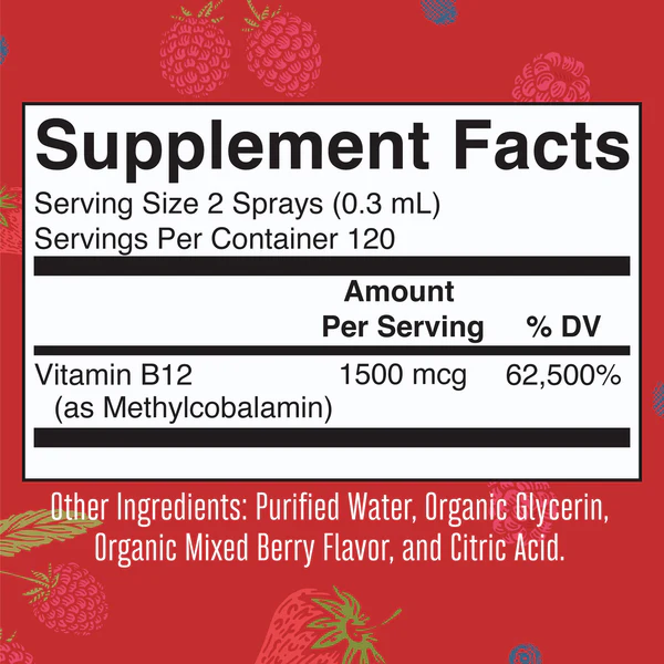 Mary Ruth Vitamin B12 Spray, Berry, Org, 1 oz