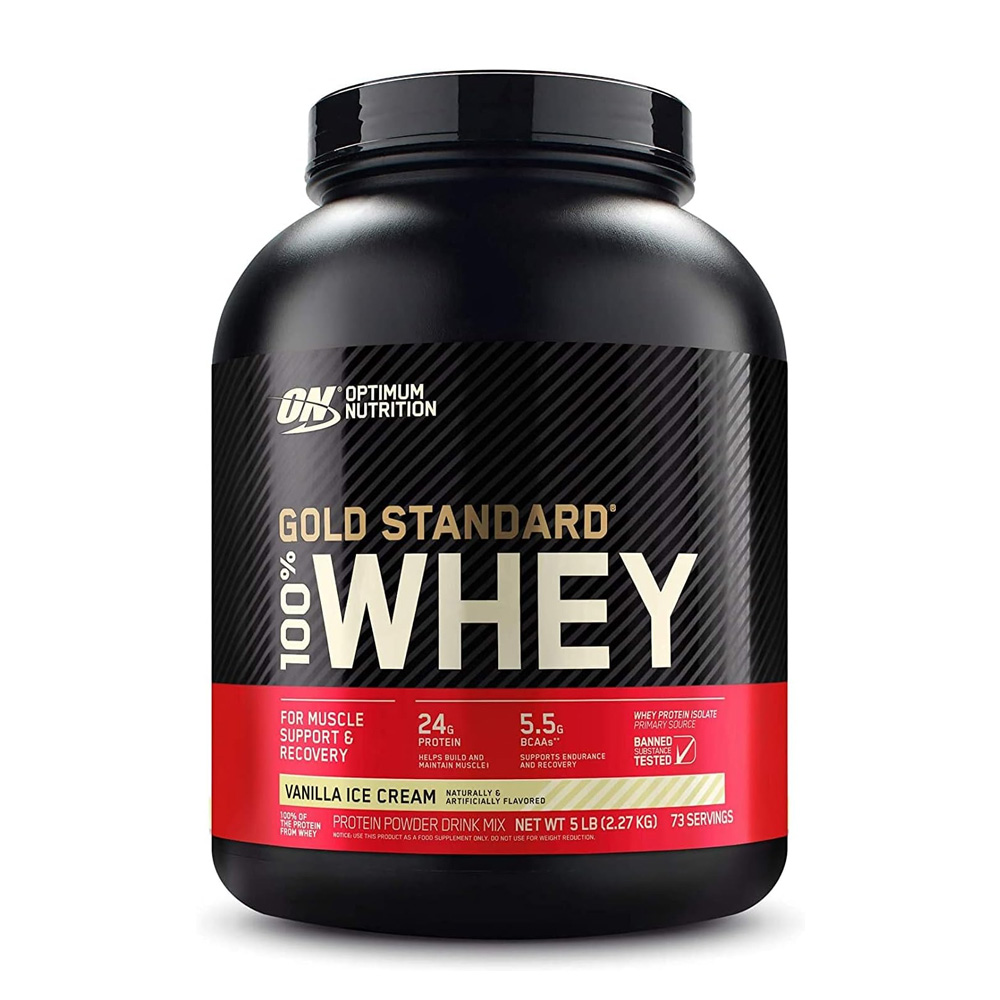 Optimum Nutrition Gold standard Whey, 24gm protein  5LB vanilla ice cream